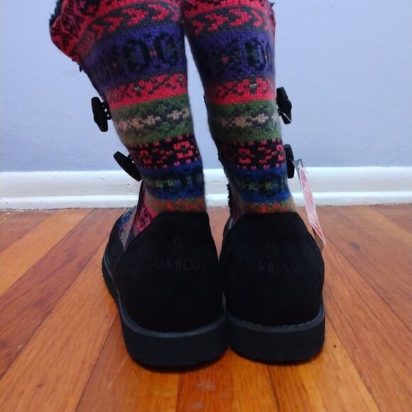 Cuddl Duds Sherpa Lined Slippers Booties NWT 9.5 Wide Fair Isle Multicolor Cozy - Picture 5 of 9
